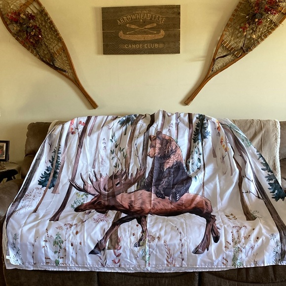 Other - NWOT Bear/Moose Shower Curtain w/Cloth Liner & Hooks